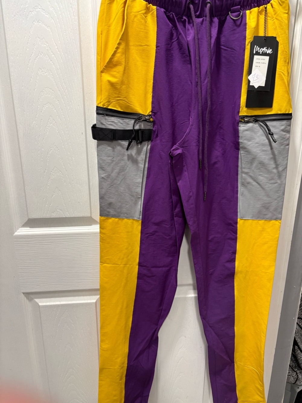 Motive Colorblock Track Joggers - Purple/Yellow/Gray BNWT - PO-1/12